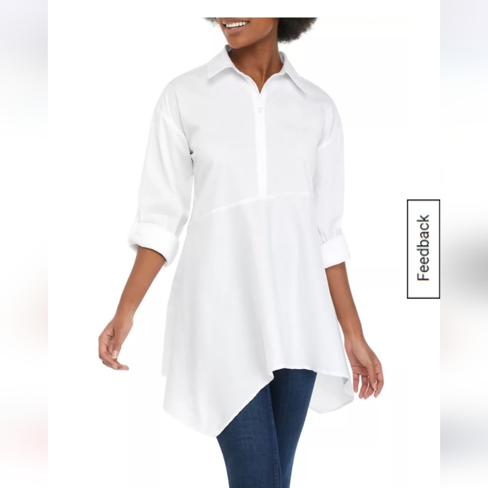 Cupio White Asymmetrical Hem Tunic